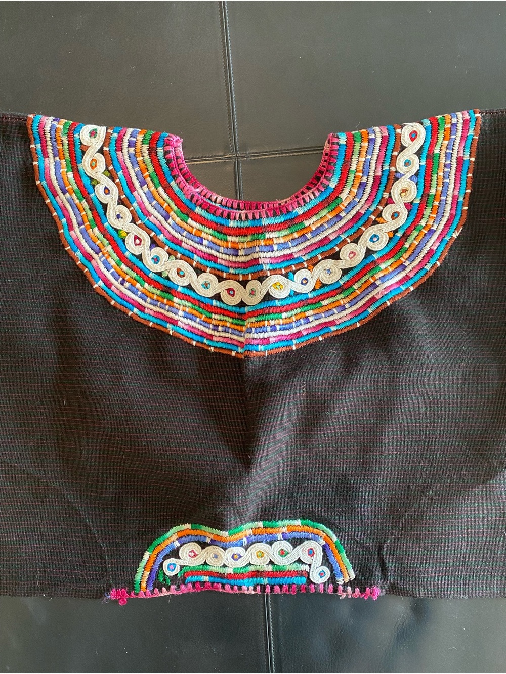 Guatemalan Hand-Embroidered vintage multi colored poncho